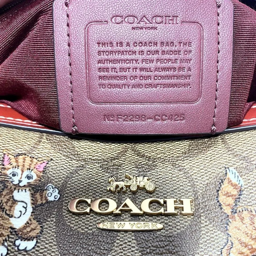 Coach Dancing Kitten Critters Print Signature Rowan Satchel Bag NWT - Picture 12 of 13